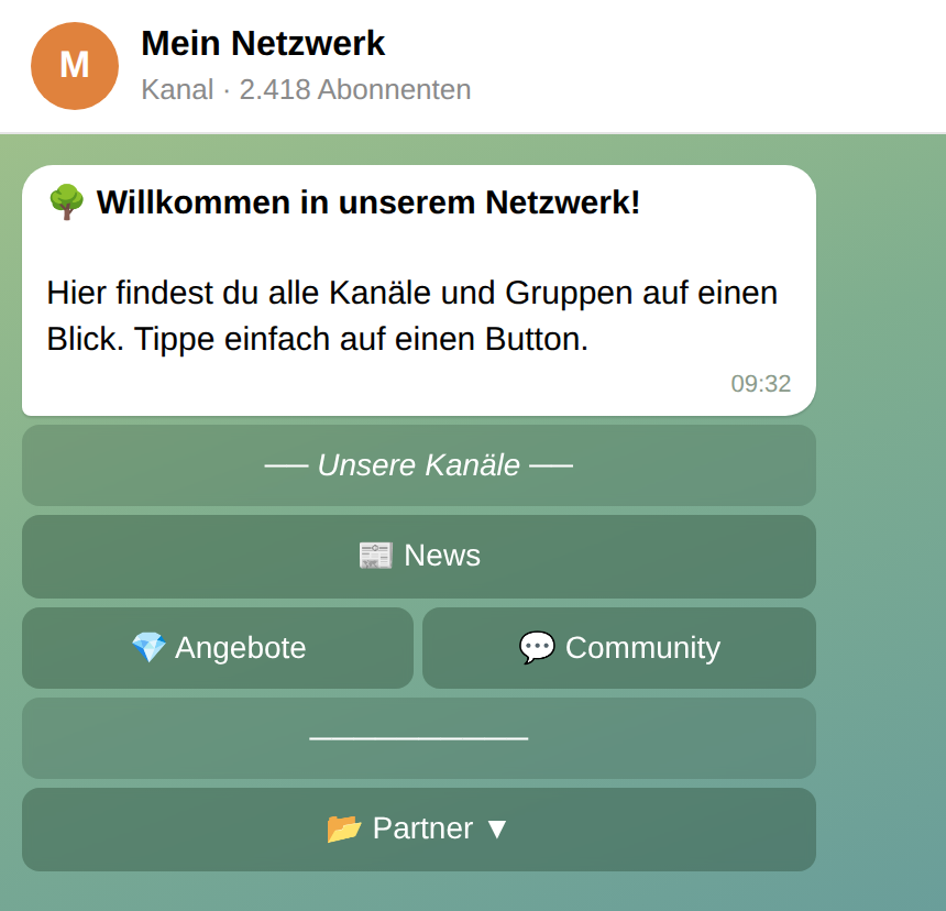 Menü im Kanal