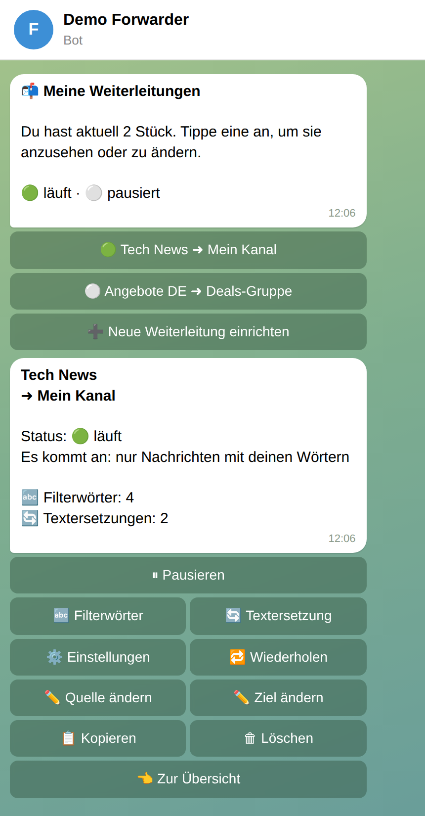 Weiterleitung verwalten